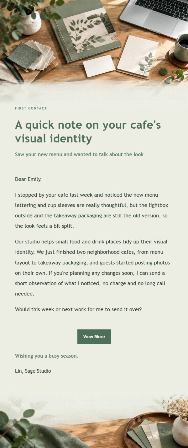 Sage Studio Cold Outreach Email