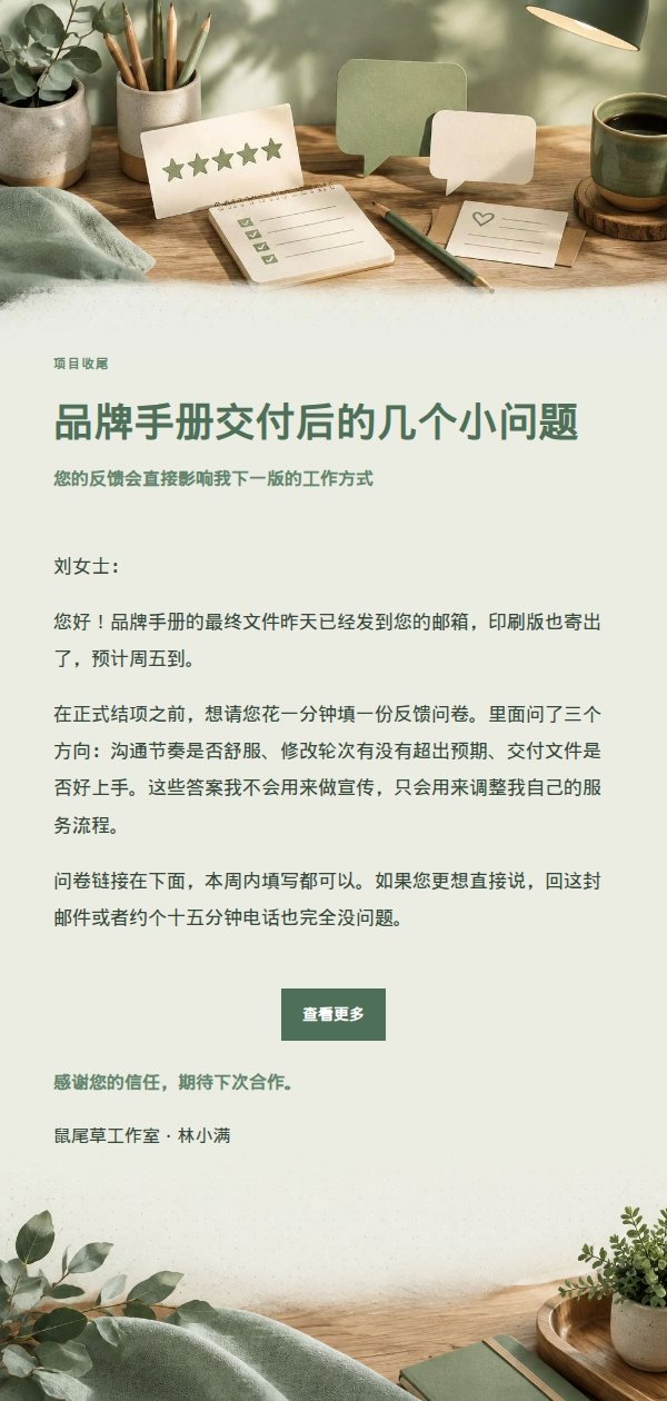 鼠尾草工作室满意度调查邮件 2