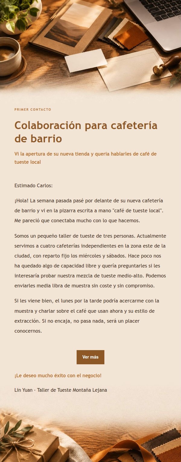 Mesa de Ámbar para Correos en Frío