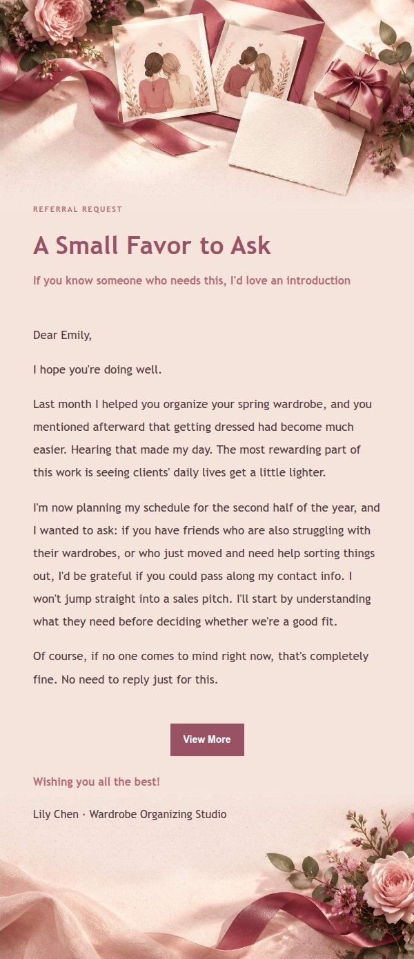 Rose Receipt Referral Request Email