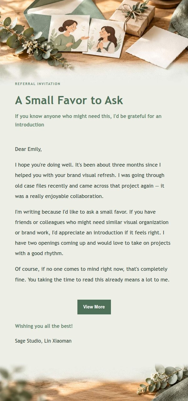 Sage Studio Referral Request Email