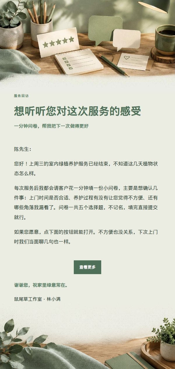 鼠尾草工作室满意度调查邮件