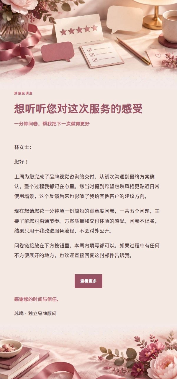 玫瑰收据满意度调查邮件