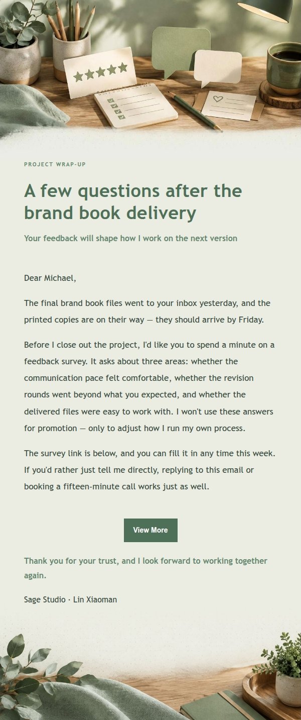 Sage Studio Satisfaction Survey Email 2