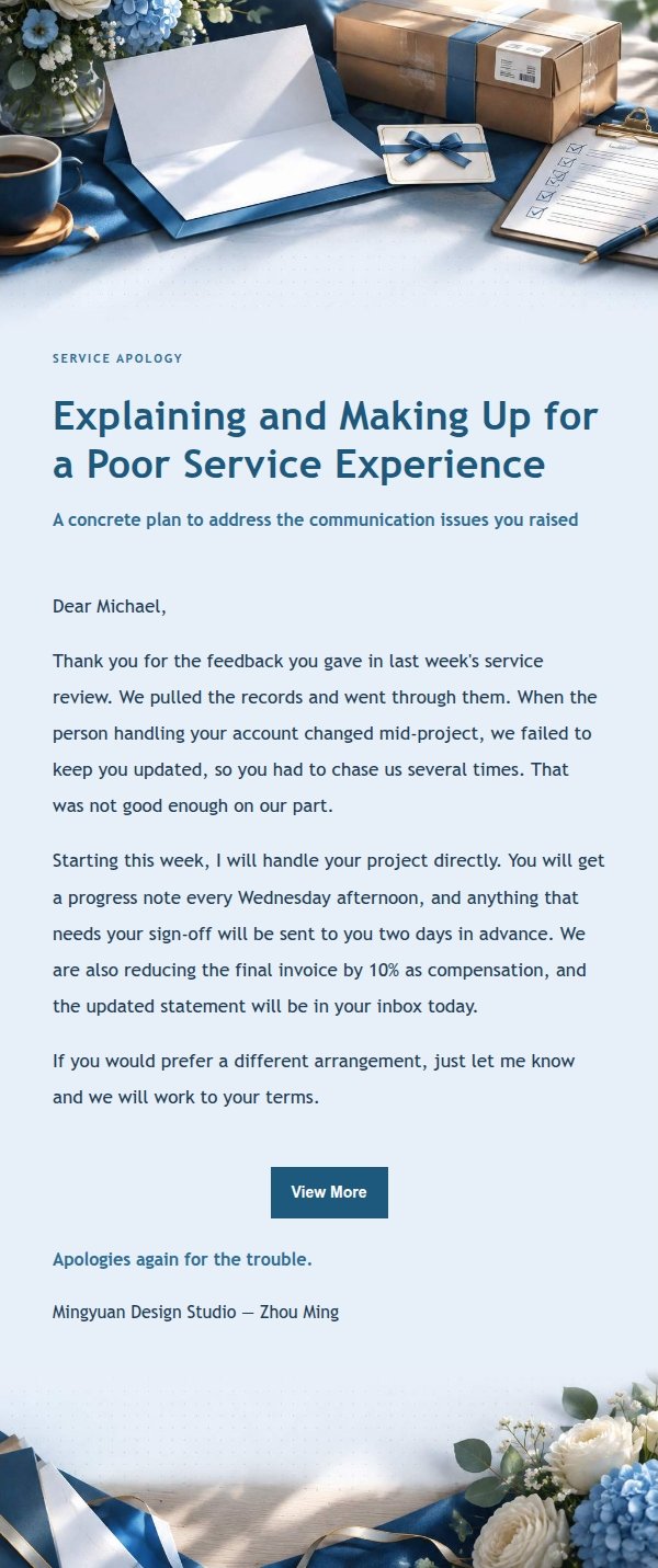 Deep Navy Ledger Complaint Apology Email 2