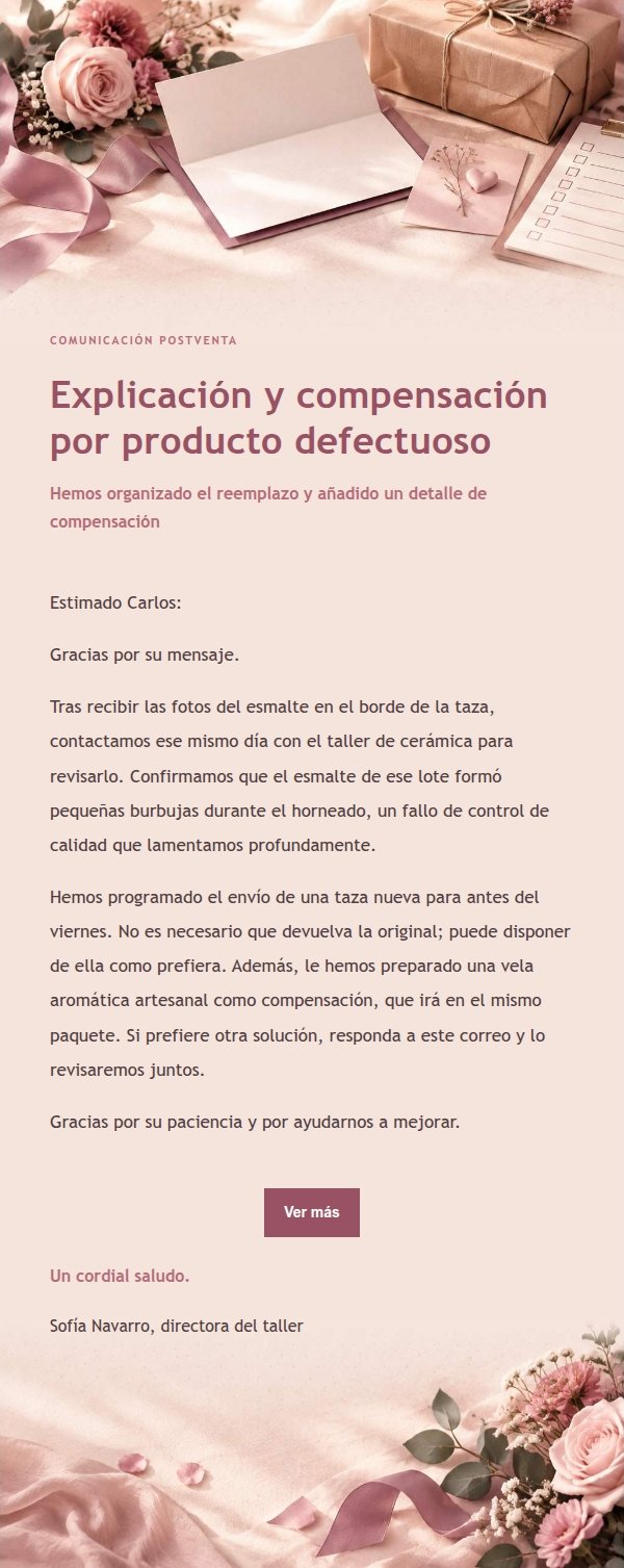 Carta de Disculpa y Compensación Estilo Recibo de Rosa 2
