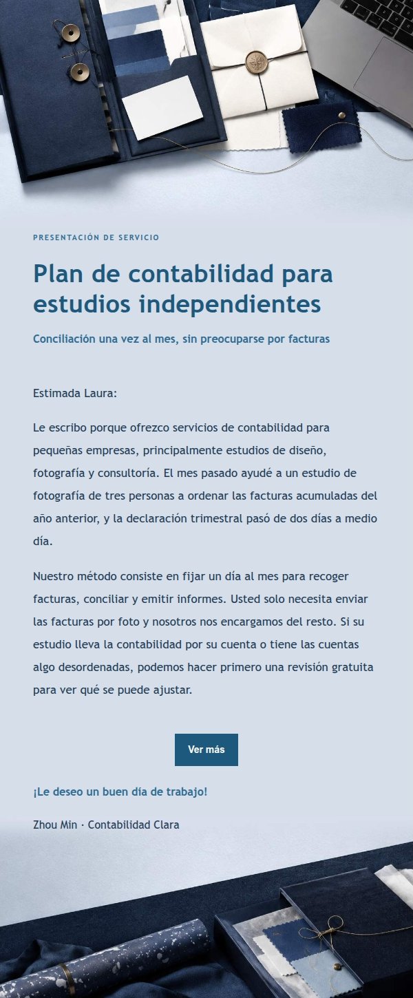 Plantilla de Correo Frío Estilo Libro Contable Azul 2