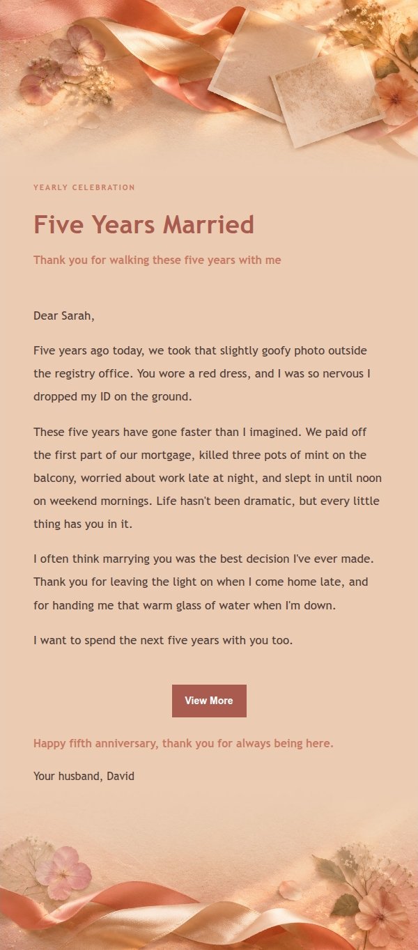 Coral Champagne Love Anniversary Letter 2