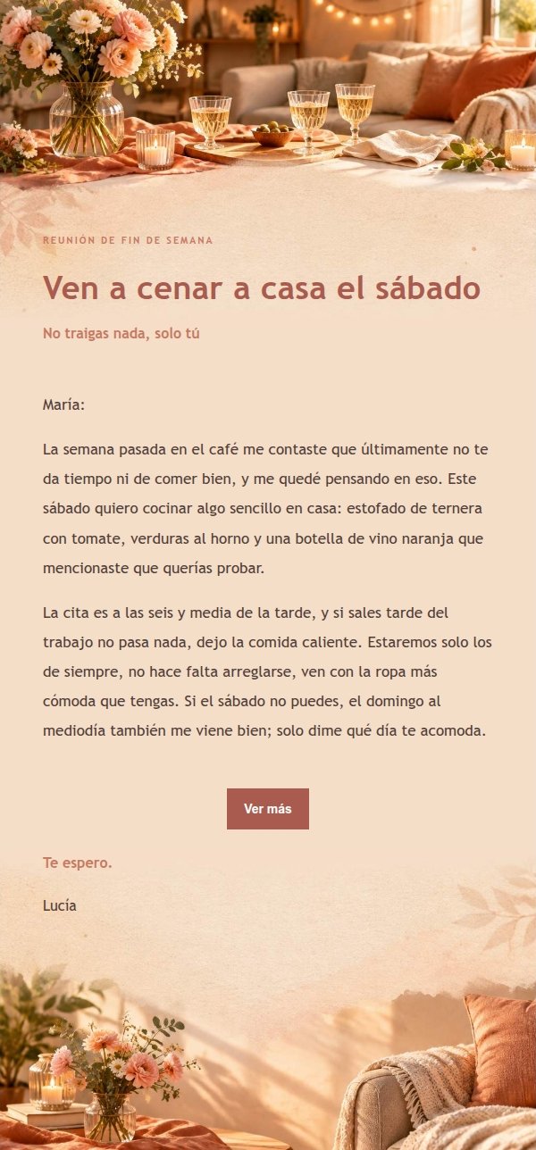 Invitación Coral Champagne para Reunión en Casa