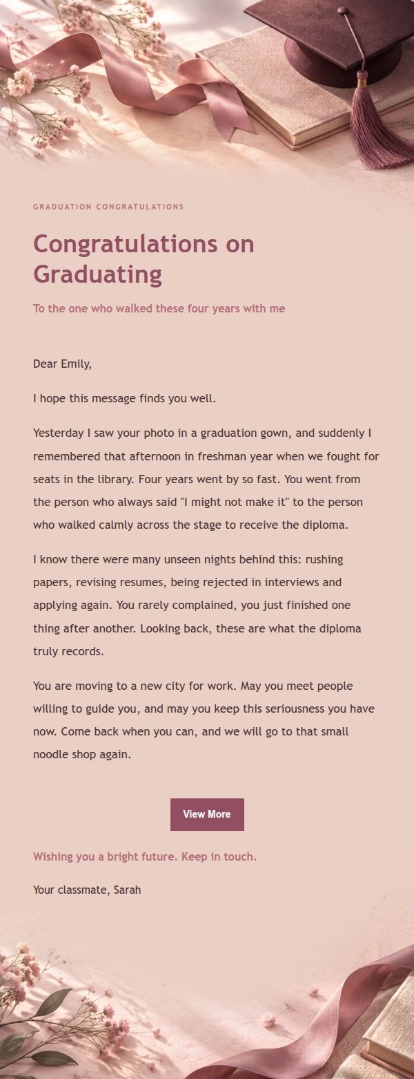 Rose Editorial Graduation Congratulation Letter