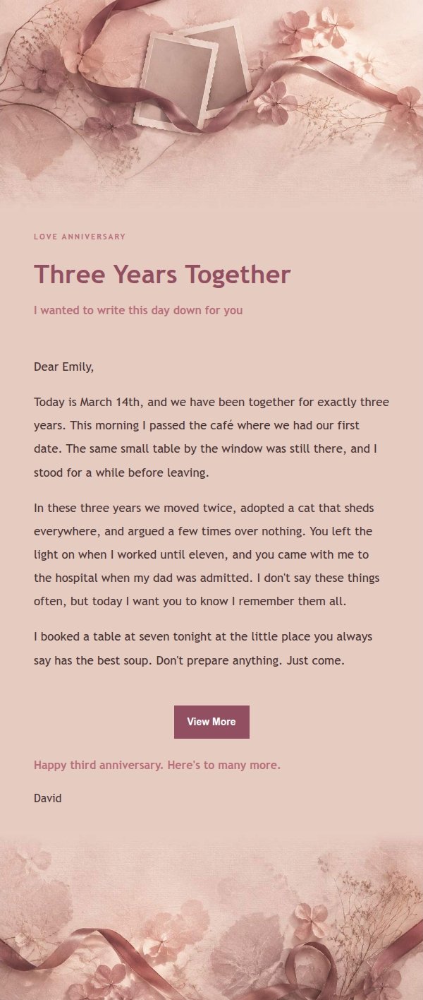 Rose Editorial Love Anniversary Letter