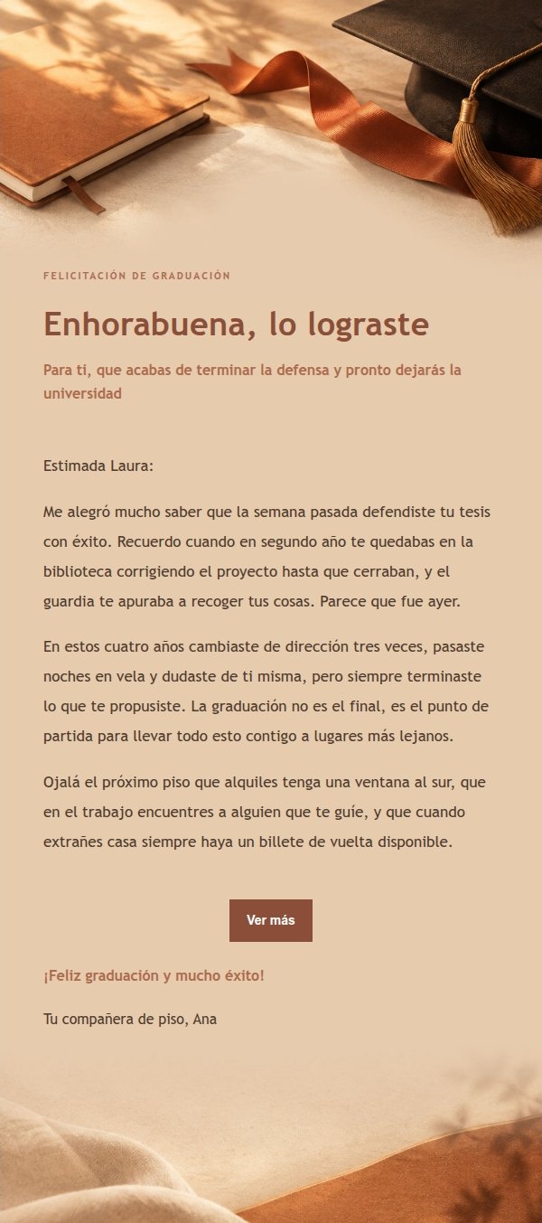 Carta de Felicitación de Graduación Estilo Terracota