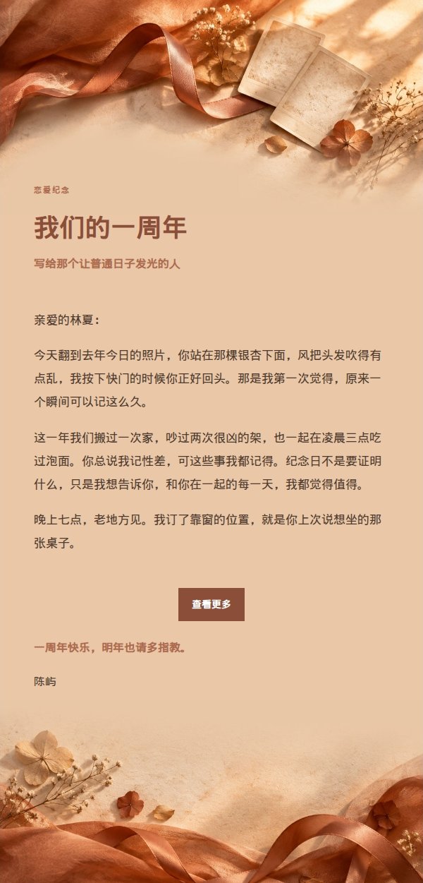 陶土奶油恋爱纪念信
