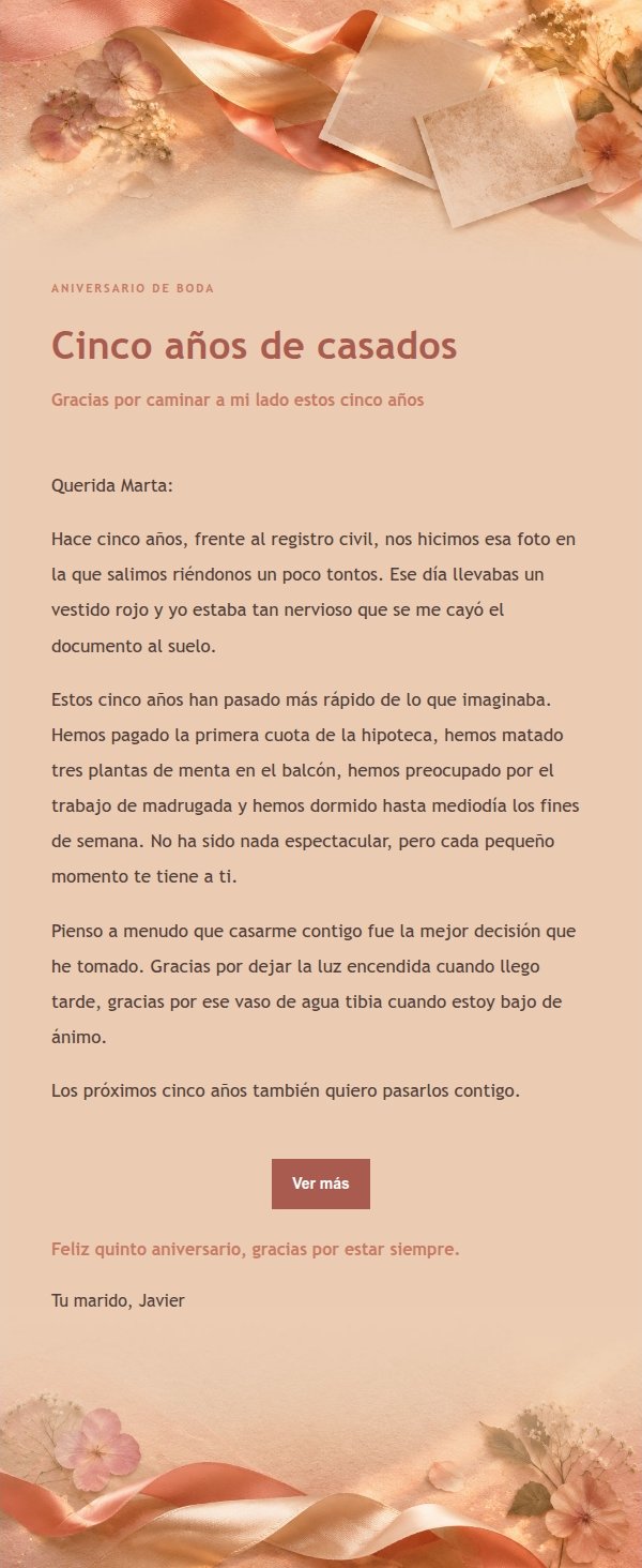 Carta de Amor Aniversario Coral Champagne 2