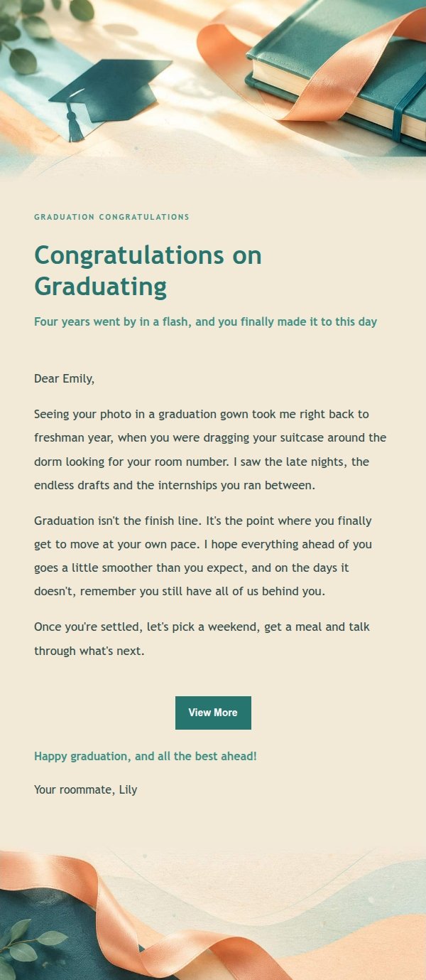 Peach & Sage Graduation Congratulation Email