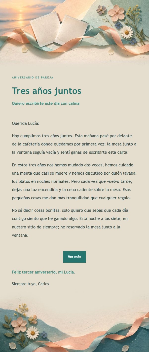 Carta de Aniversario Melocotón y Verde