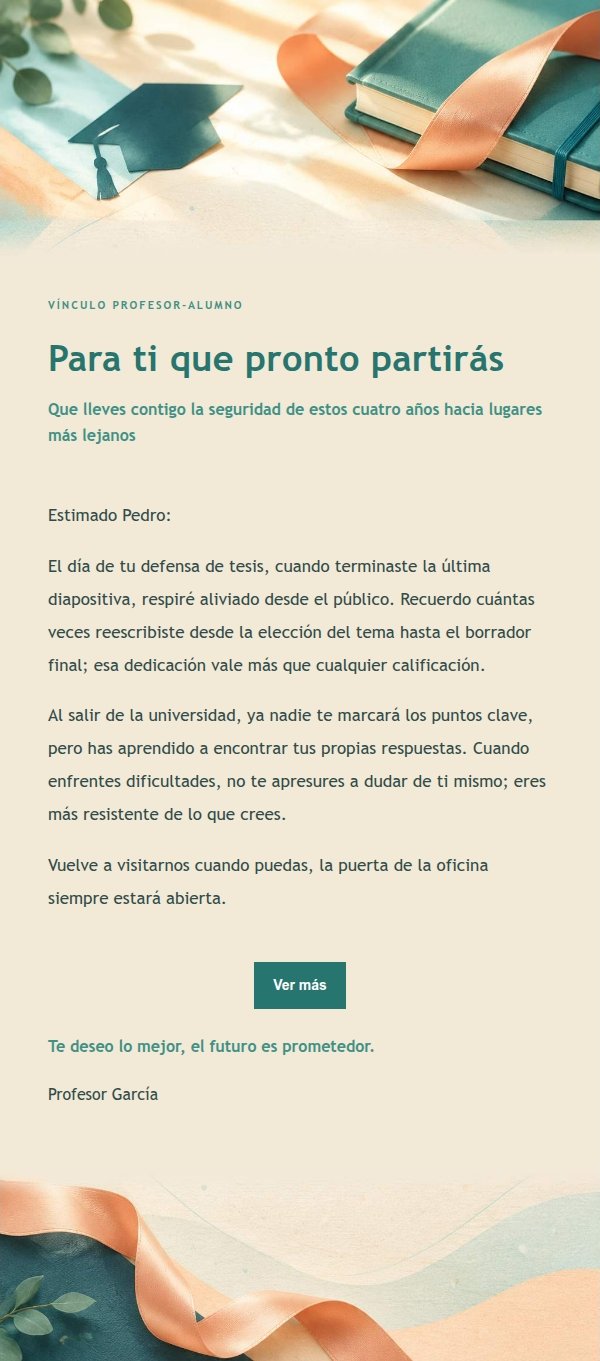 Carta de Felicitación de Graduación Melocotón y Verde 2