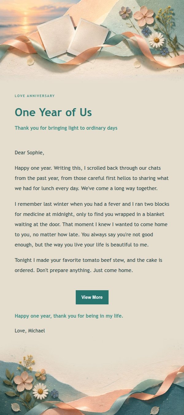 Peach & Sage Love Anniversary Letter 2