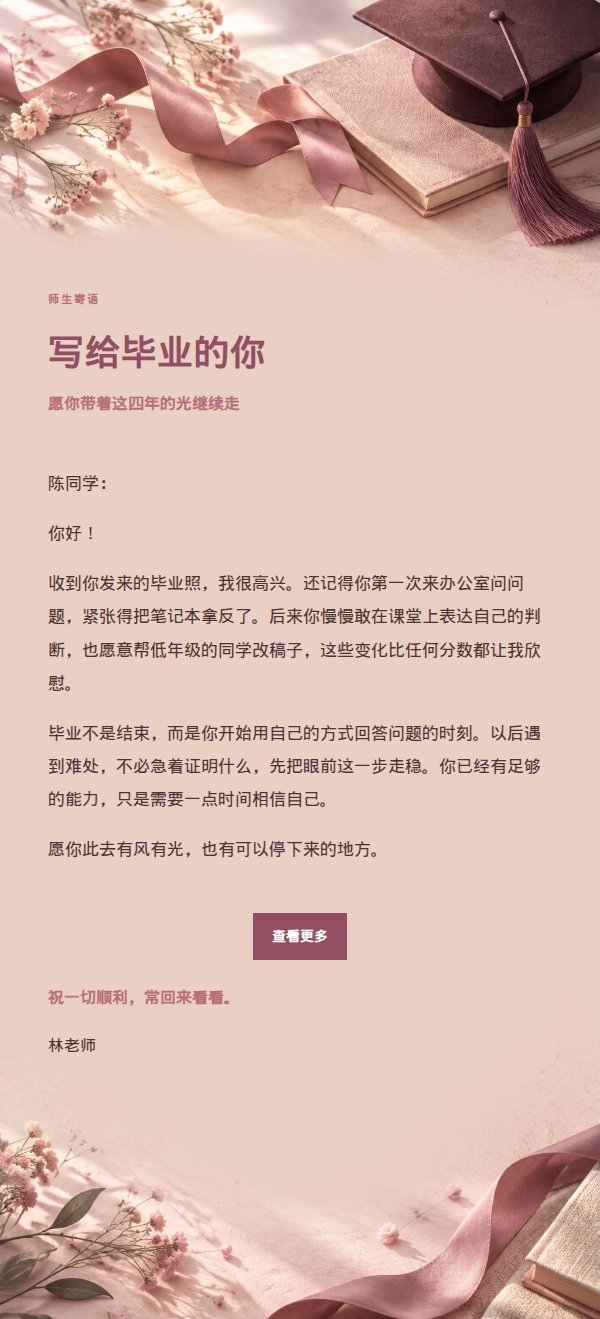 玫瑰编辑风毕业祝贺信 2