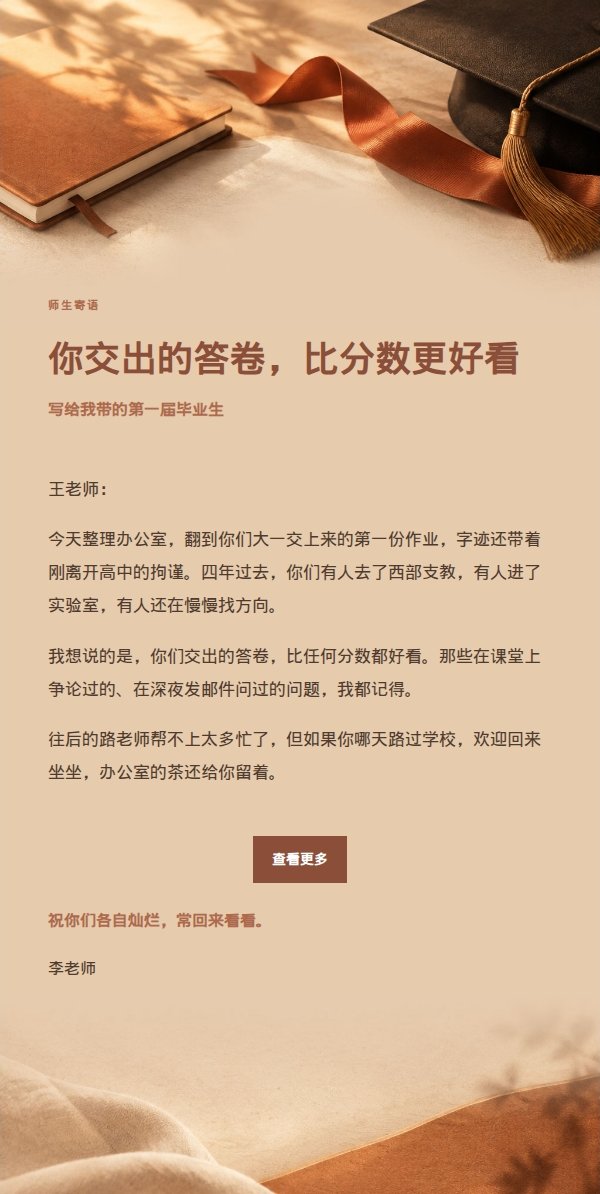 陶土奶油风毕业祝贺信 2