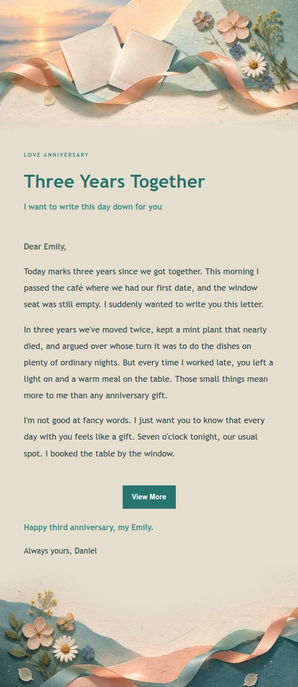 Peach & Sage Love Anniversary Letter