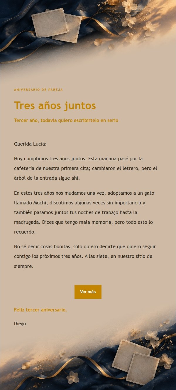 Carta de Amor Azul Profundo y Dorado