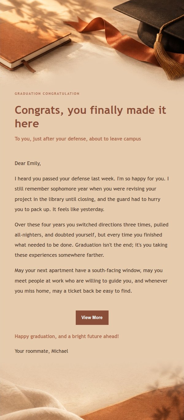 Terracotta Cream Graduation Congratulation Letter