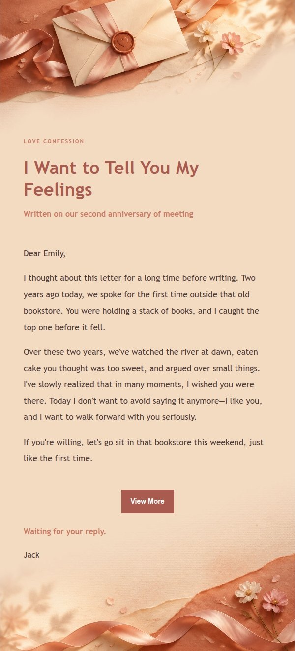 Coral Champagne Confession Love Letter