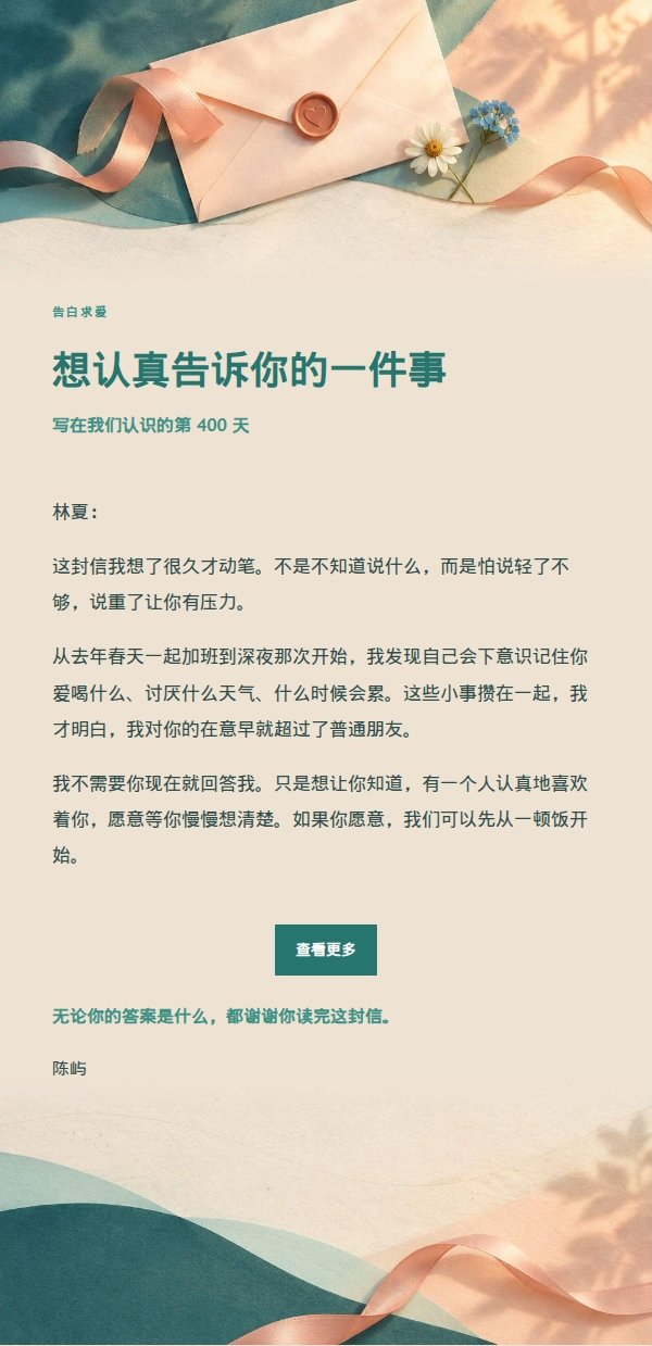蜜桃青绿告白求爱信