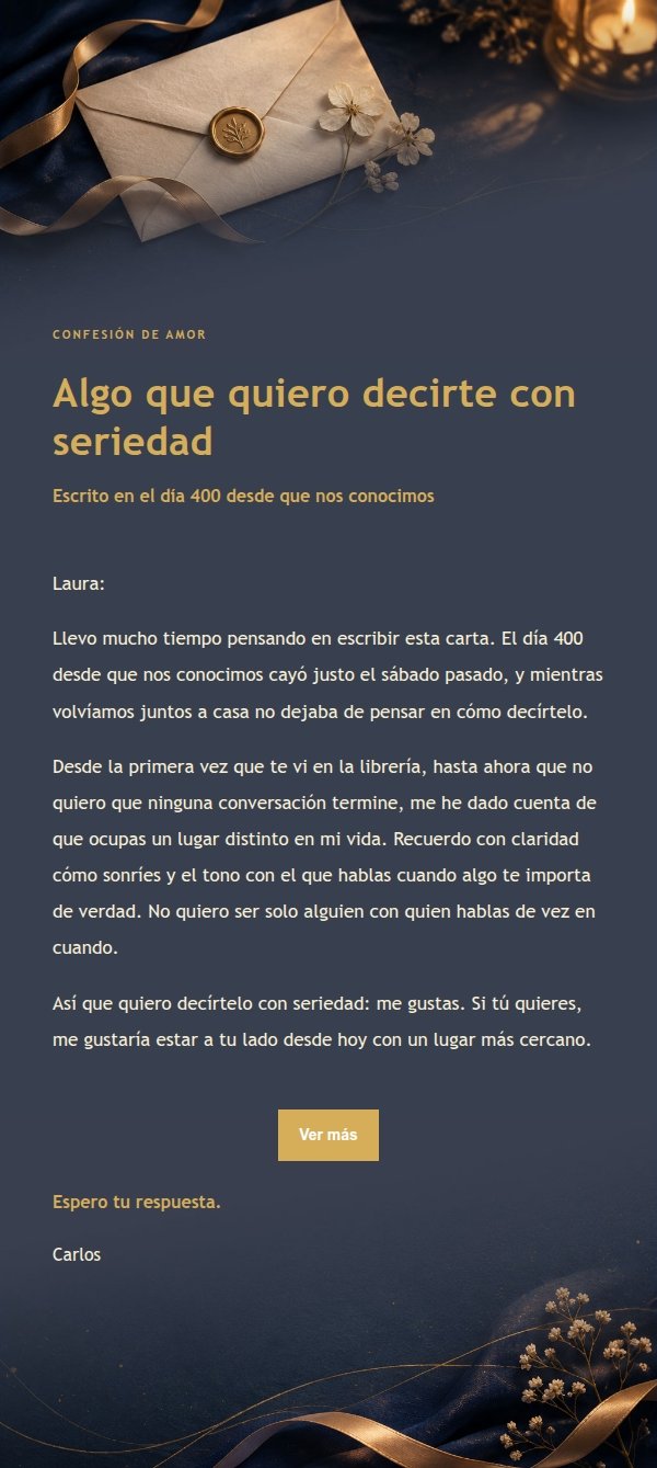 Carta de Amor Azul Profundo y Dorado