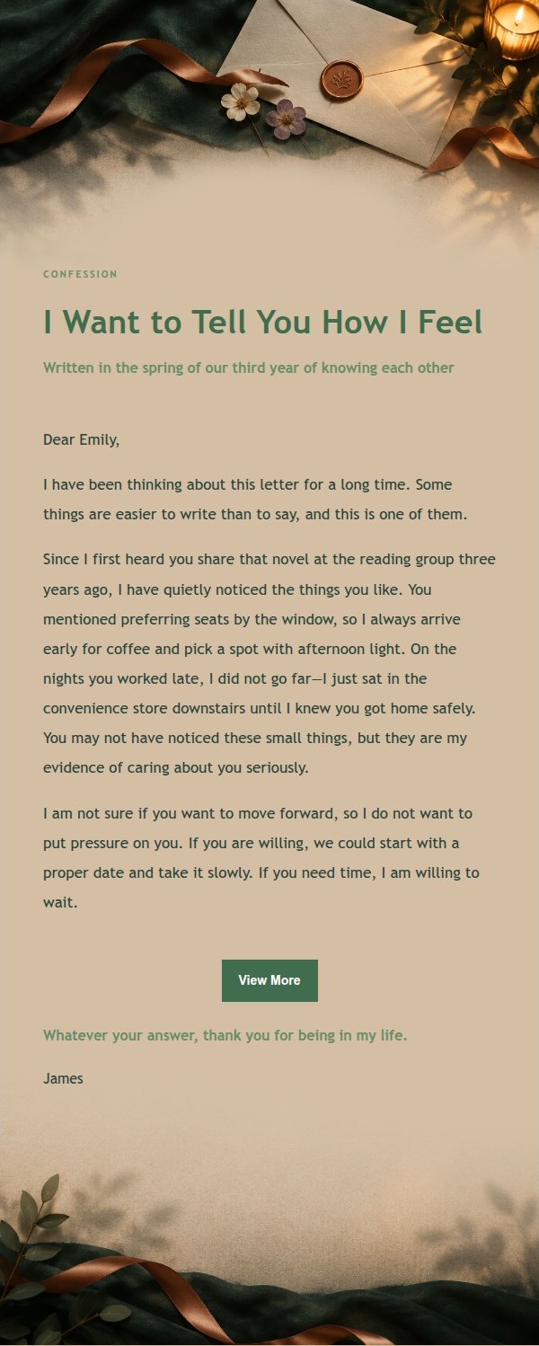 Forest Copper Confession Love Letter