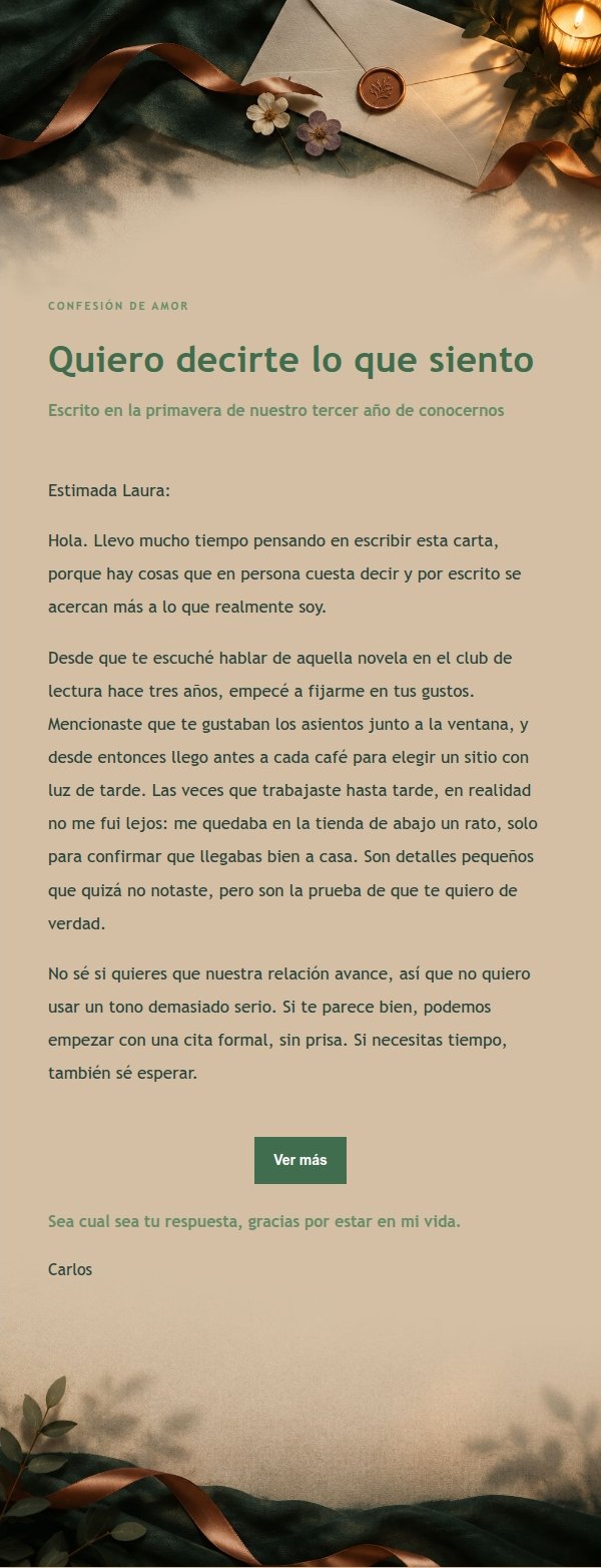 Carta de Amor Confesión Bosque Cobre