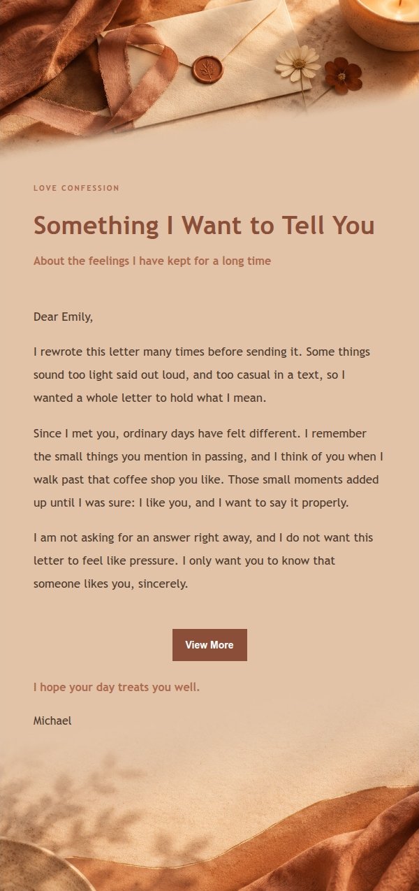 Terracotta Cream Love Confession Email