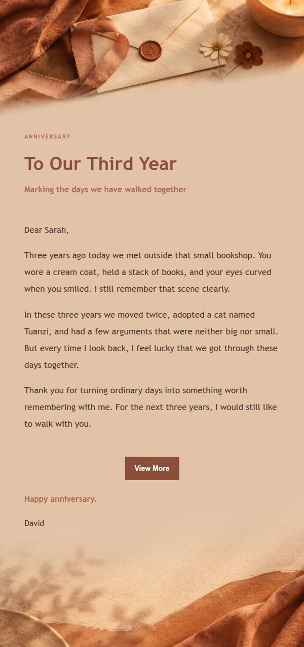 Terracotta Cream Love Confession Email 2