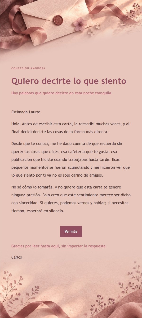 Carta de Amor Estilo Editorial Rosa