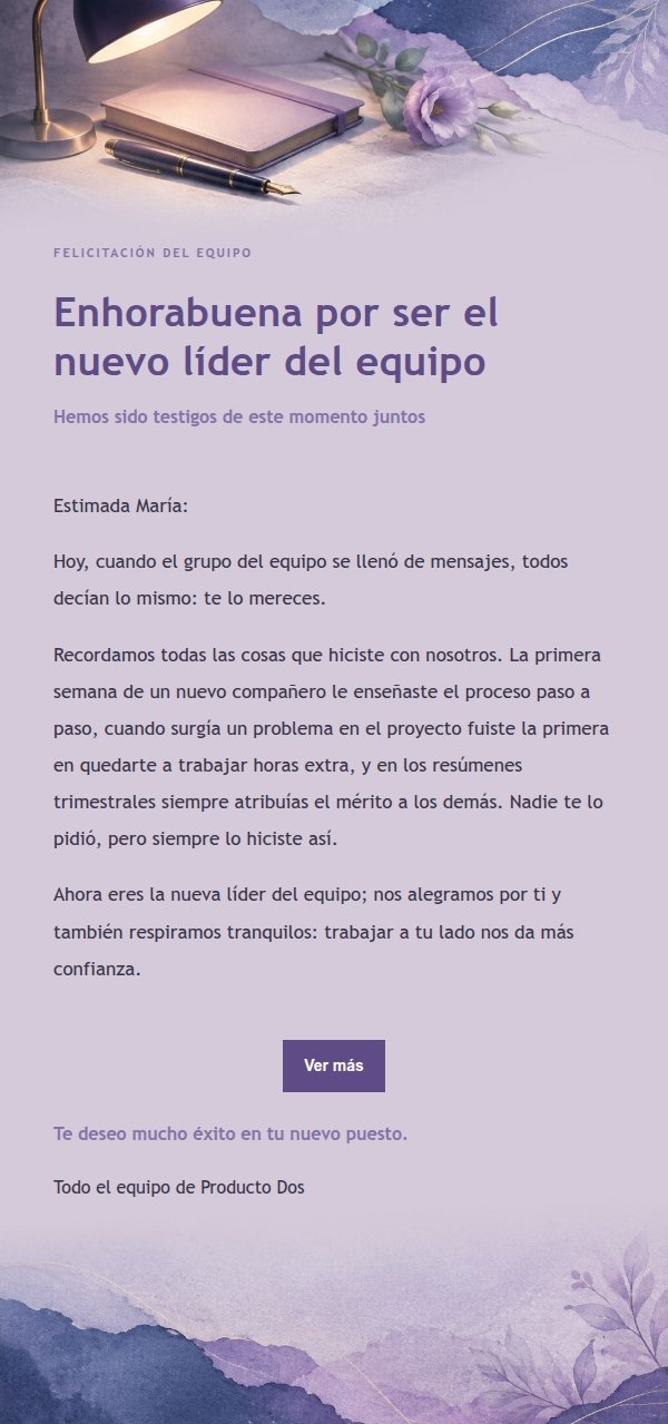 Felicitación de Ascenso en Tinta Lila 2
