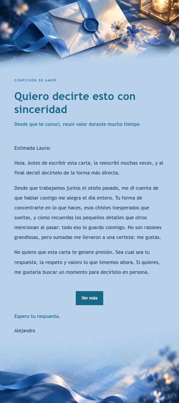 Carta de Amor Confesión Azul Cobalto