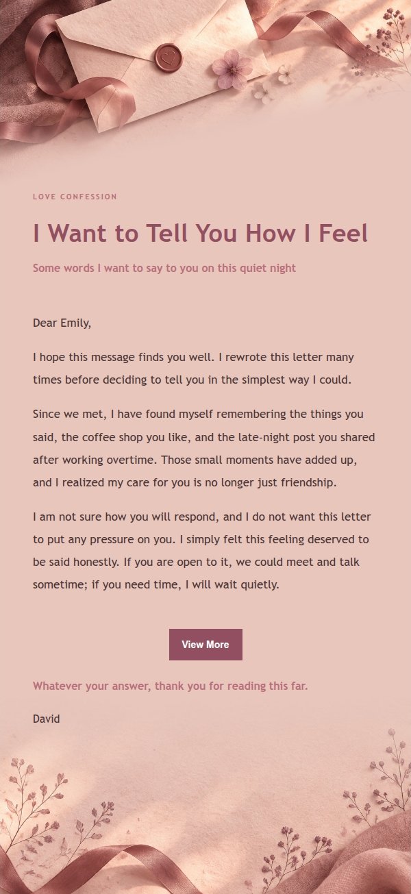 Rose Editorial Love Confession Email