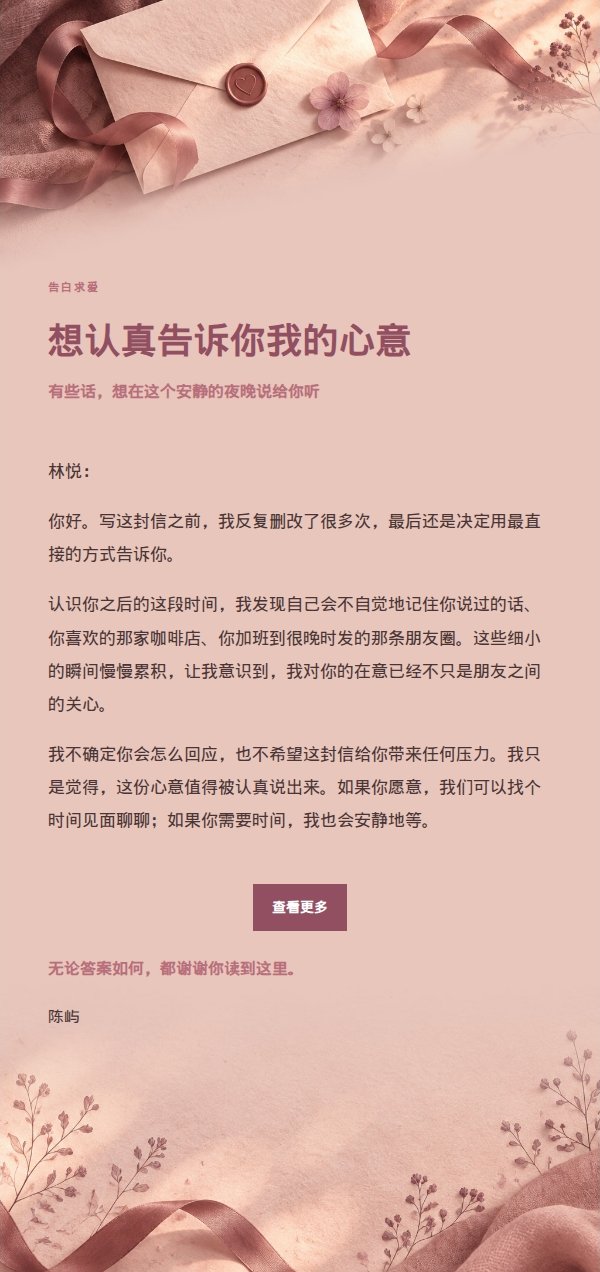 玫瑰编辑风告白求爱信