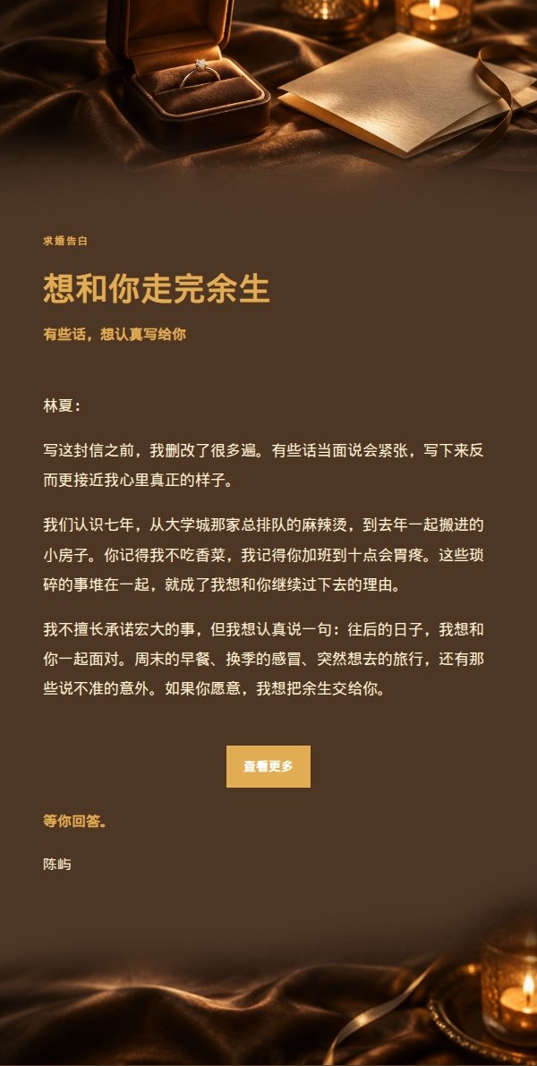 炭黑琥珀求婚告白信