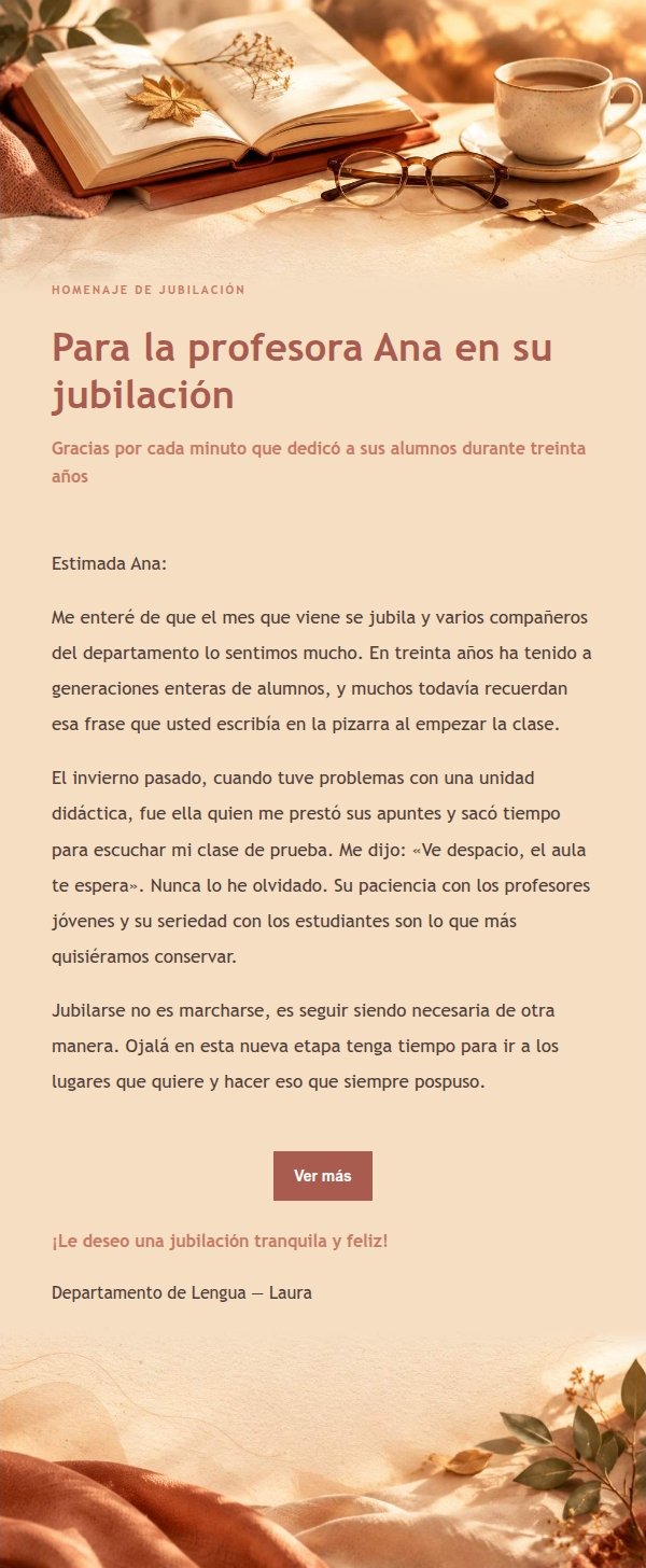 Carta de Despedida Coral Champán para Jubilación