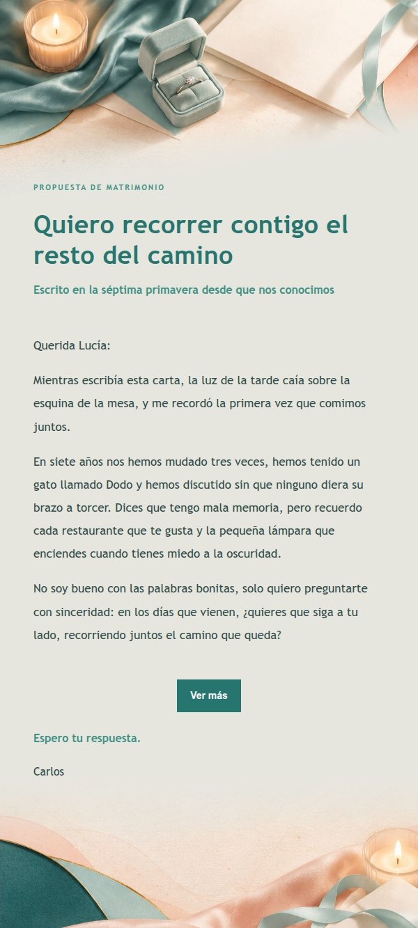 Carta de Propuesta en Melocotón y Verde