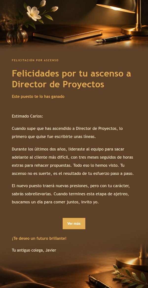 Felicitación por Ascenso en Carbón y Ámbar