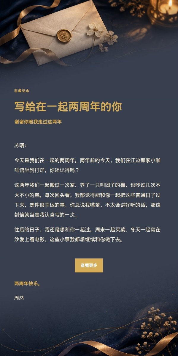 深蓝鎏金告白求爱信 2
