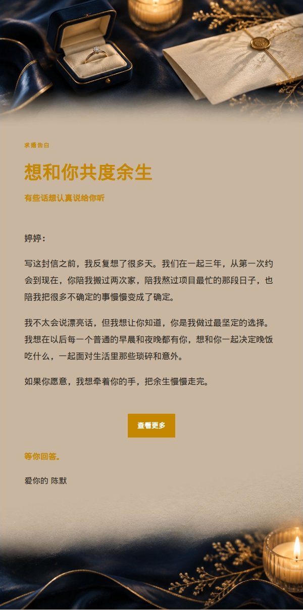 深蓝鎏金求婚告白信