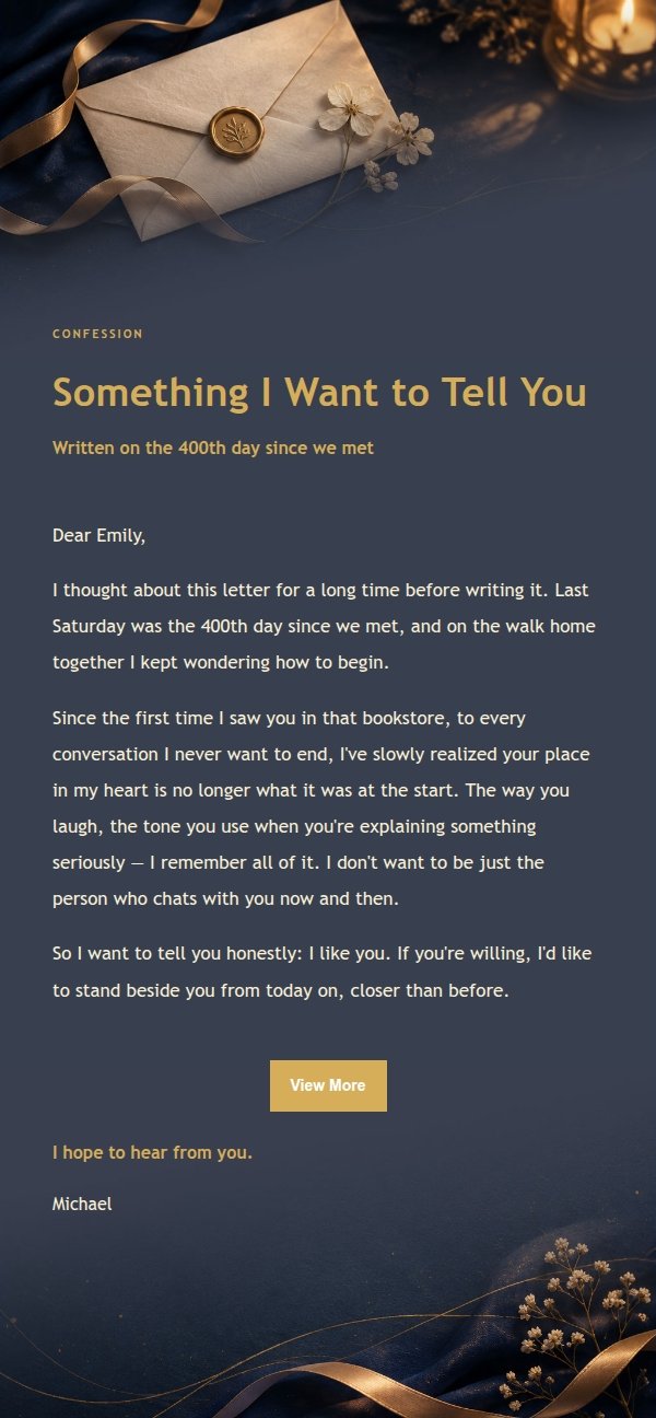 Midnight Blue Confession Love Letter