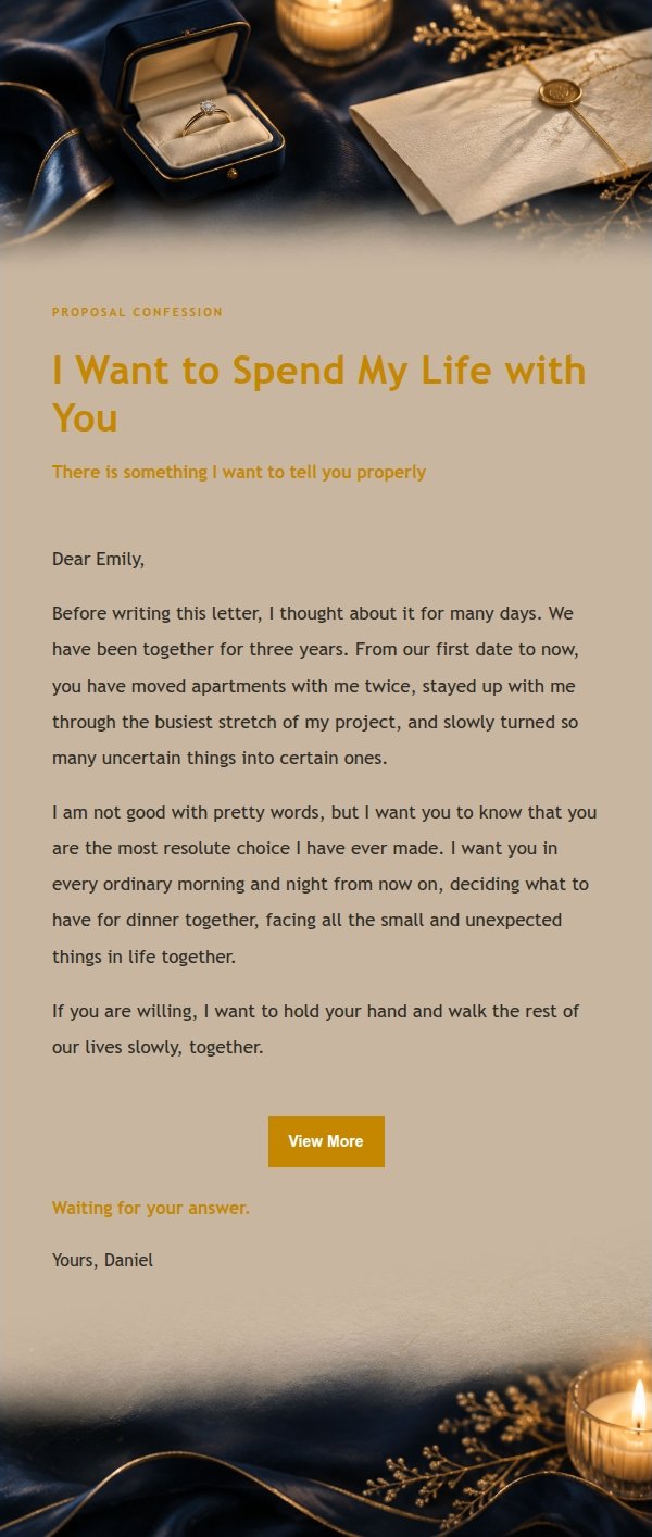 Midnight Blue Proposal Confession Email
