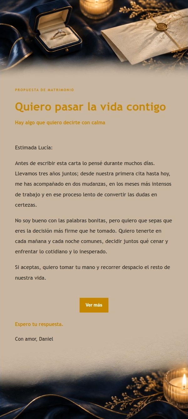 Carta de Propuesta en Azul Profundo y Oro