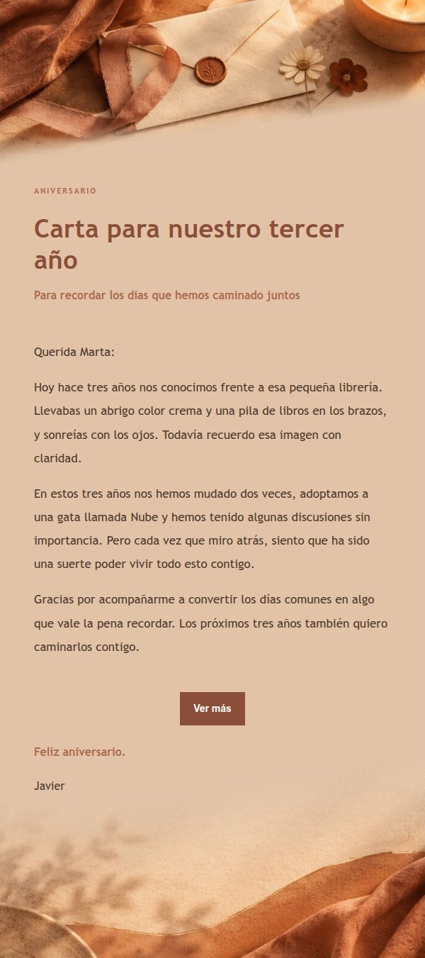 Carta de Amor Estilo Terracota y Crema 2