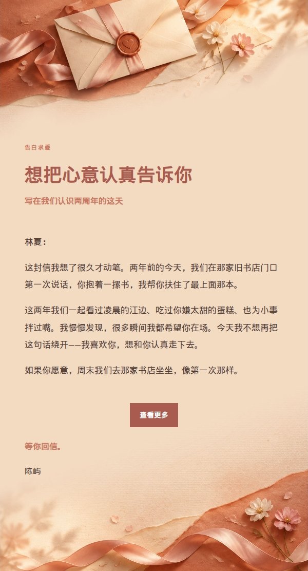 珊瑚香槟告白求爱信